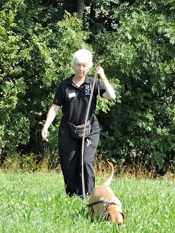 Annemarie mit Chicko bei der Fährtenarbeit